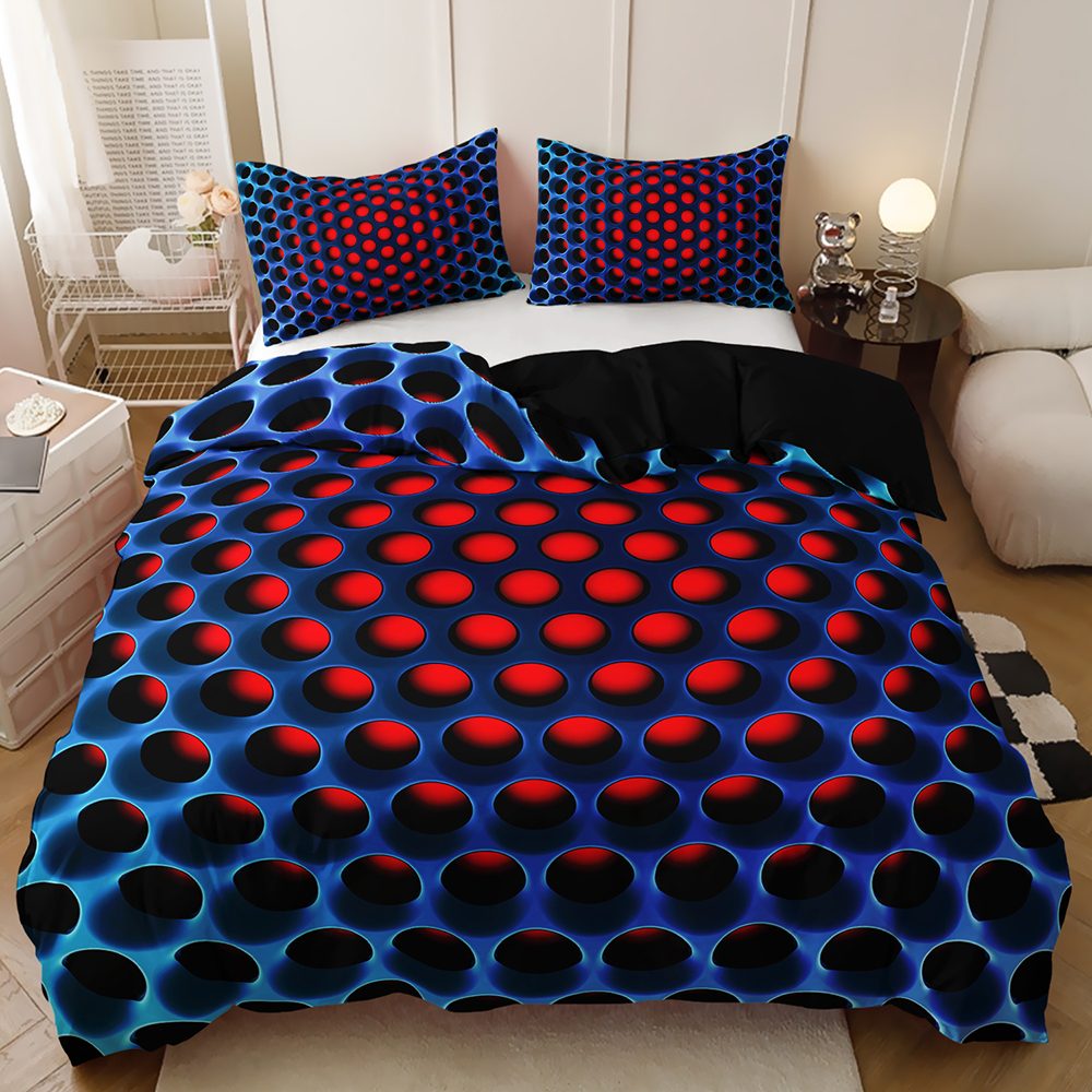 3D Honeycomb quilt cover set in Blue