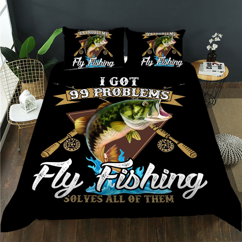 Fly fishing 99 Problems quilt cover set
