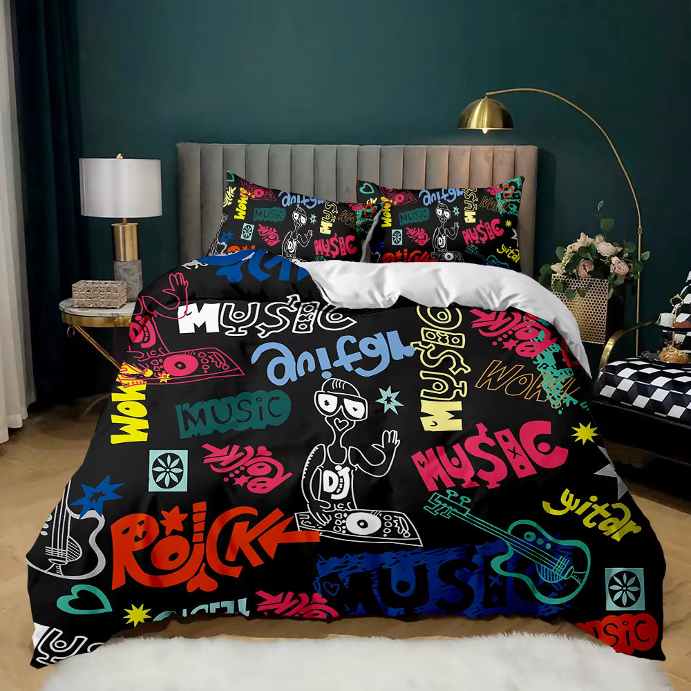 Graffiti music and DJ graphic doona cover set