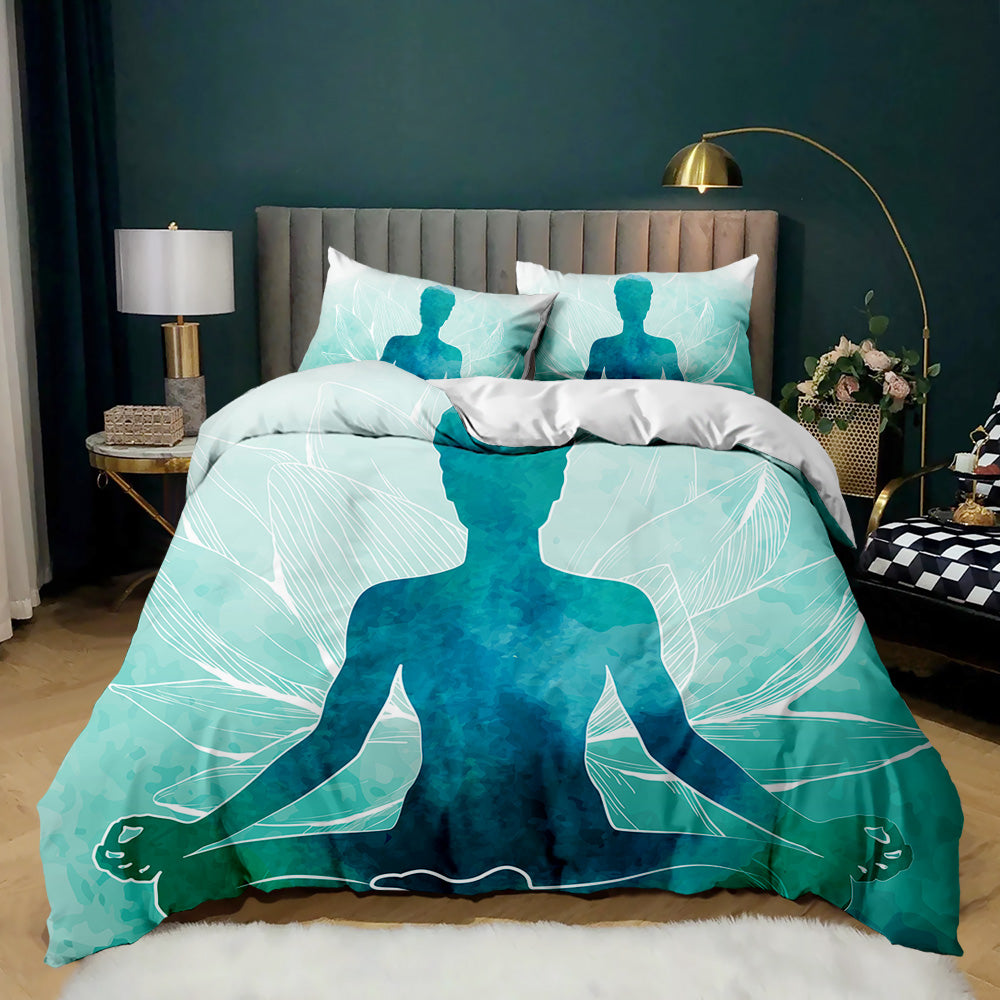 Green Lotus Yoga Doona Cover Set