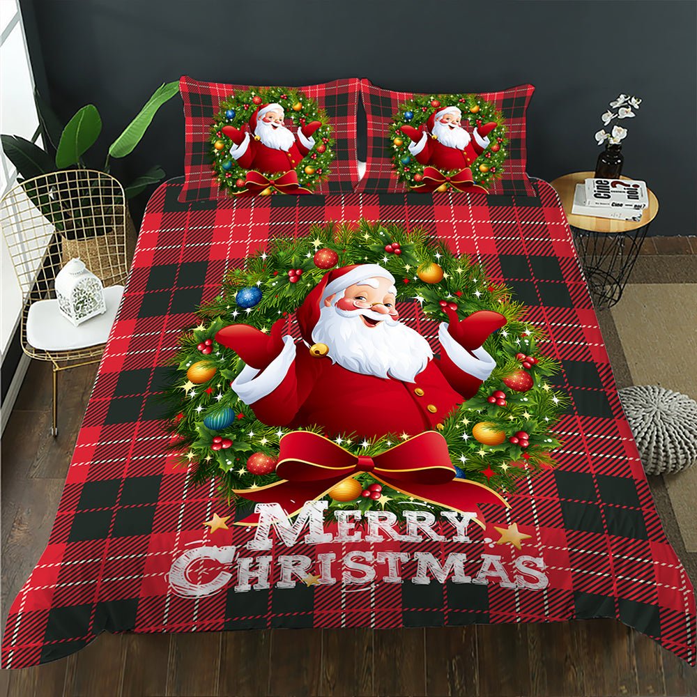 Red Christmas tree quilt cover set with Merry Christmas design