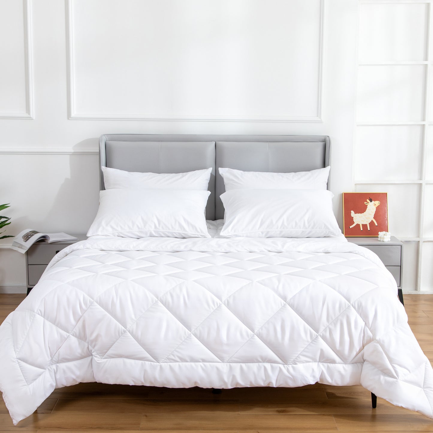White microfibre bamboo blend all season quilt in Queen size