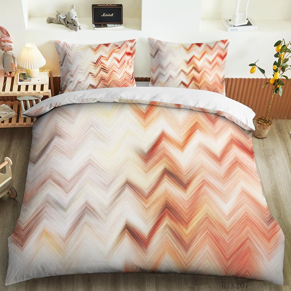 Blush Chevron Zigzag quilt cover set
