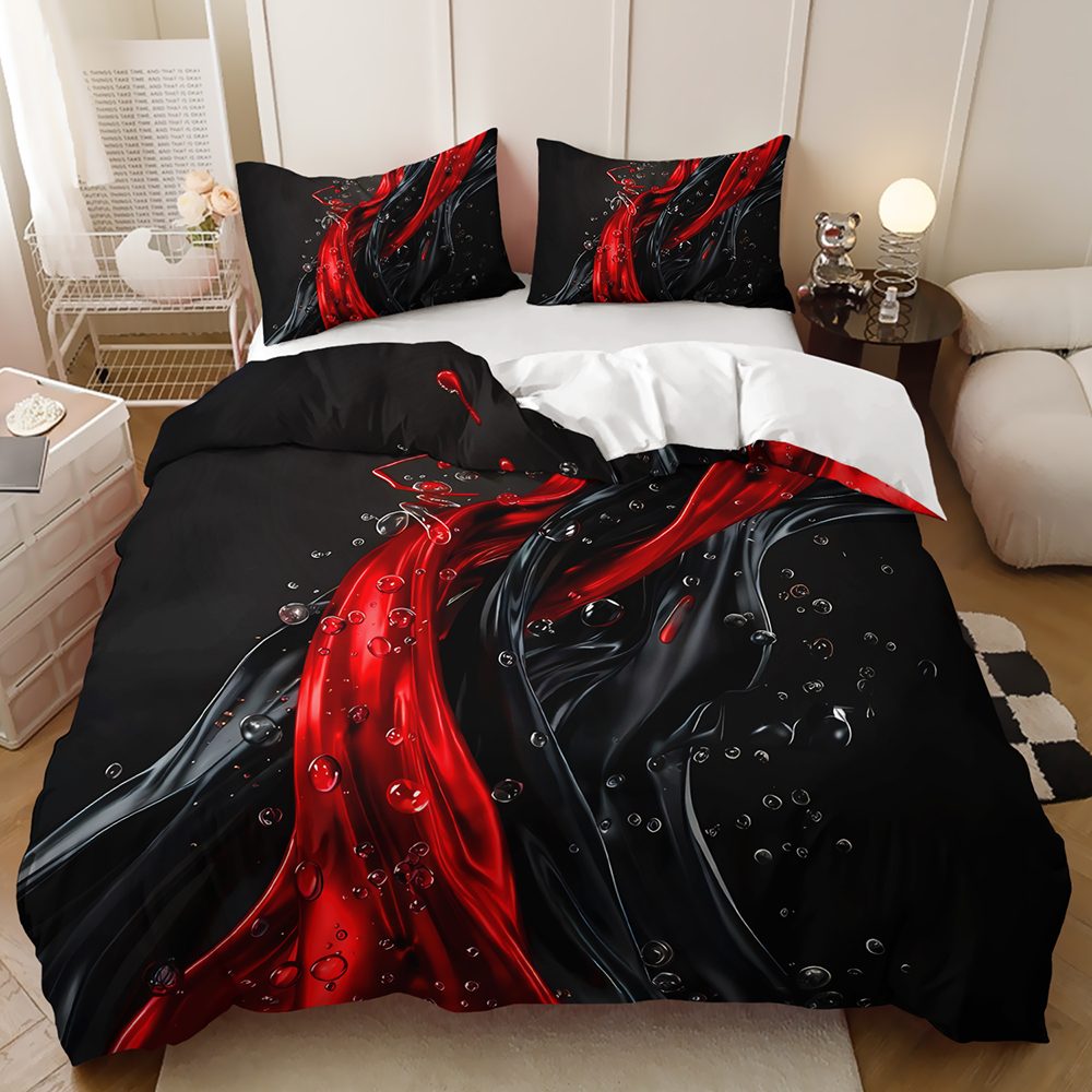Red Silk Splash quilt cover set