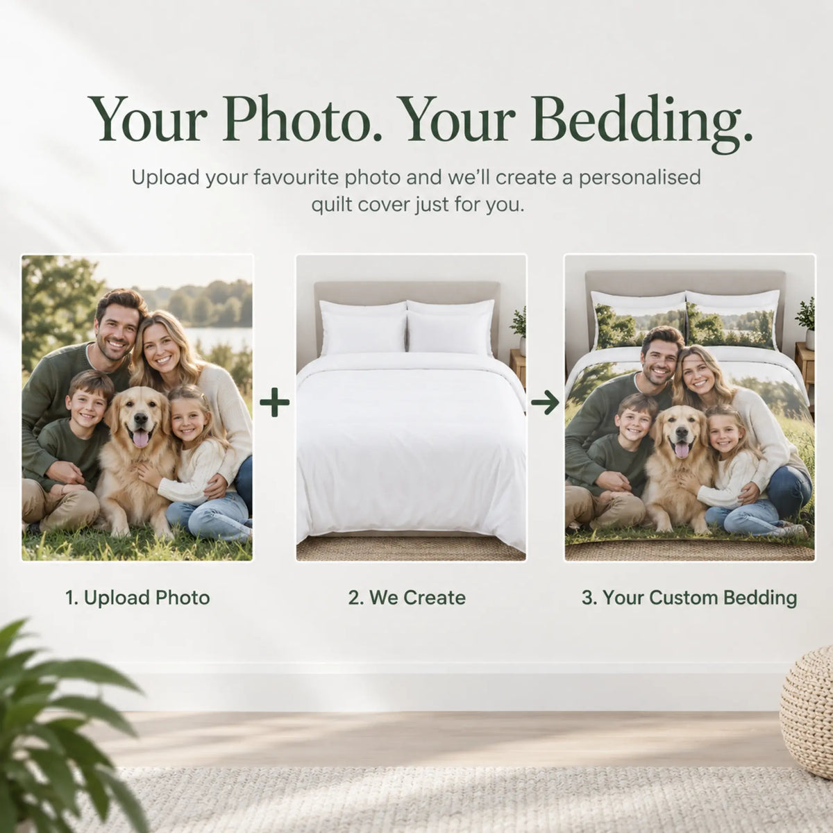 Custom printed doona cover set example with personalised artwork