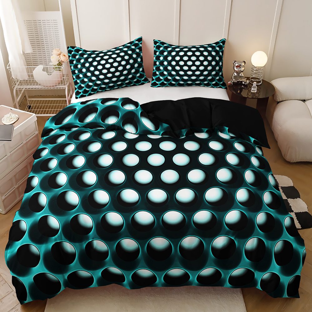 3D Honeycomb quilt cover set in Teal