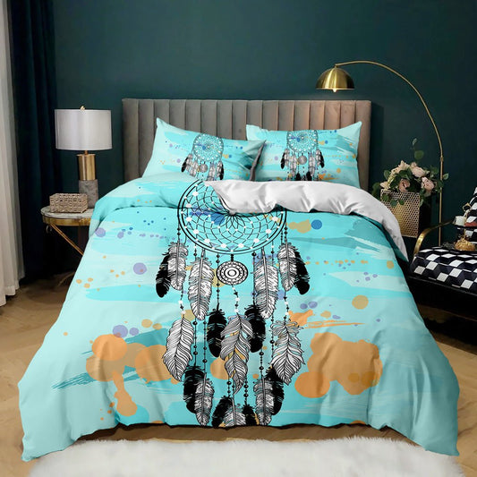 Aqua Turquoise Dreamcatcher Quilt Cover Set - Doonara
