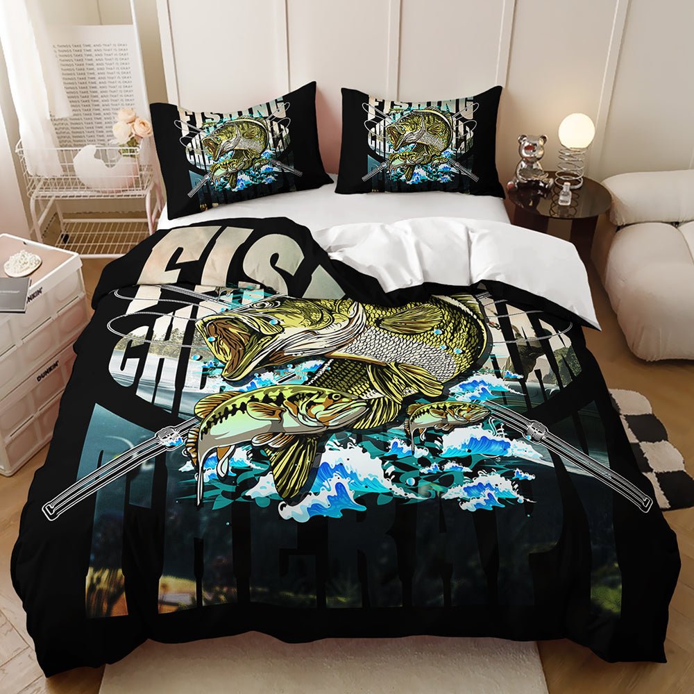 Big Catch Bass Fishing Quilt Cover Set - Doonara