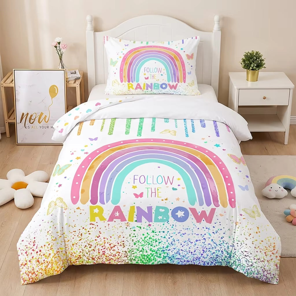 Bright Follow The Rainbow kids quilt cover set