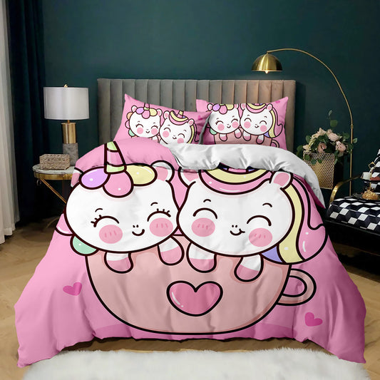 Cute Unicorn Quilt Cover Set – Pink Kids Doona Cover