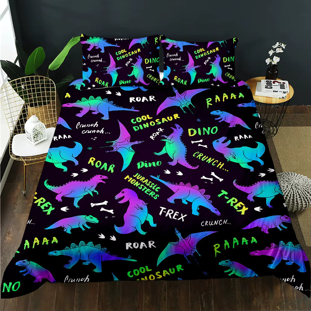 DinosaurNeonGlowQuiltCoverSet - Doonara