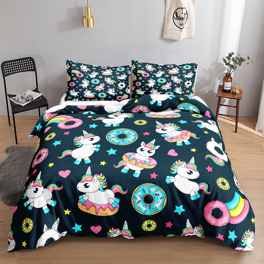 Donut Unicorn Quilt Cover Set