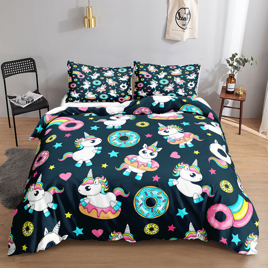 Donut Unicorn Quilt Cover Set