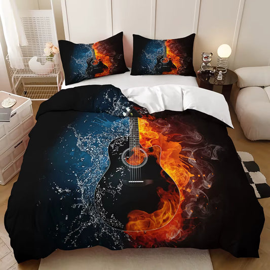 Fire and ice acoustic guitar doona cover set