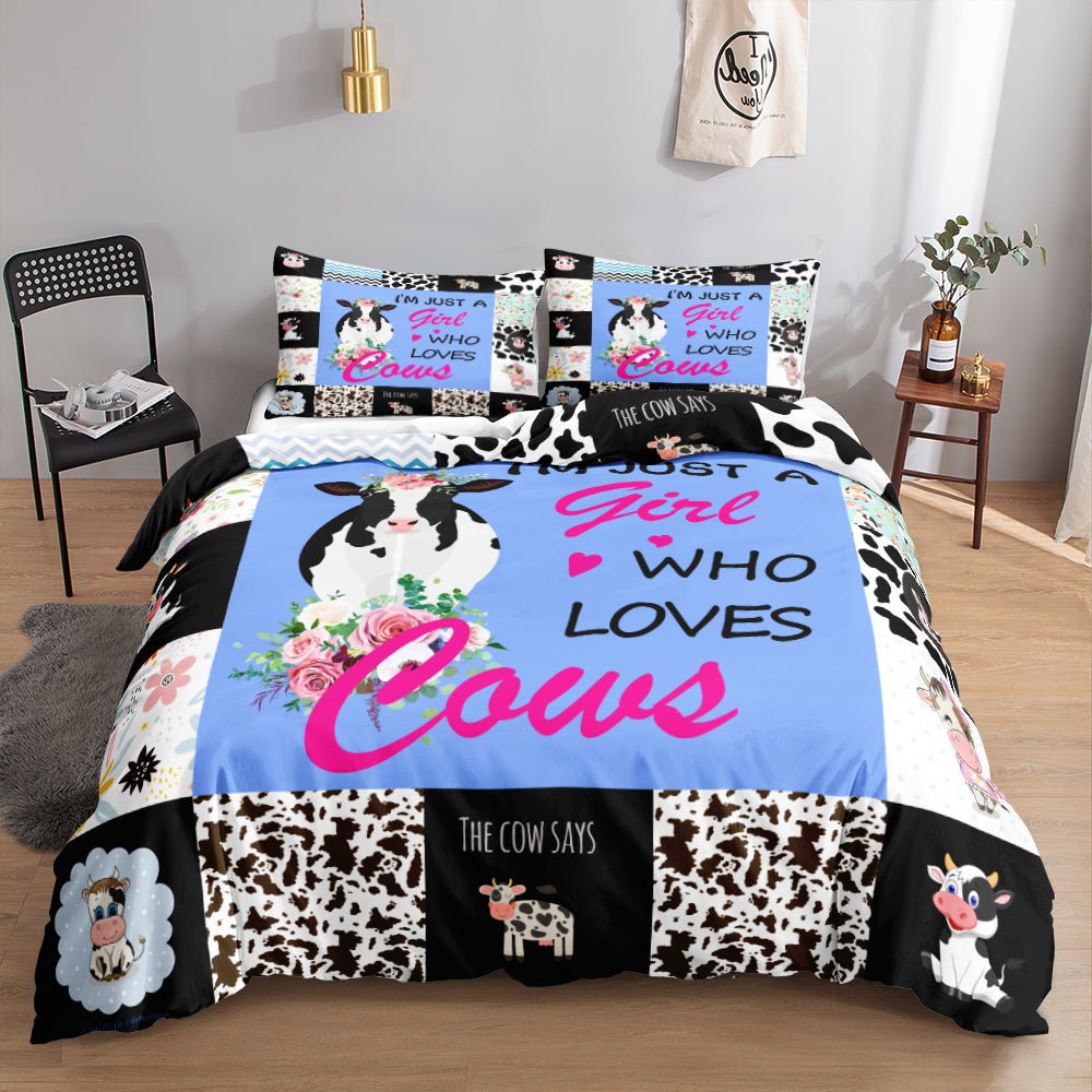 Girl Who Loves Cow Quilt Cover Set - Doonara