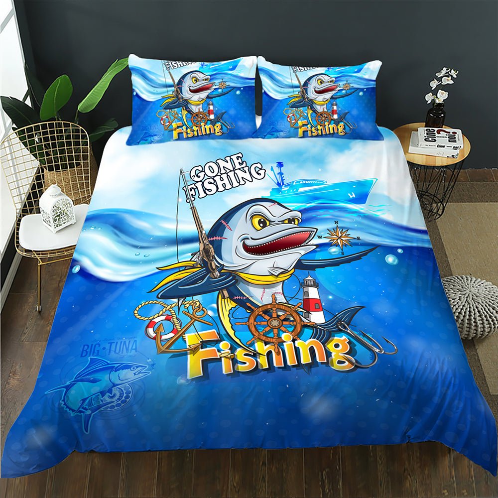 Gone Fishing Cartoon Fish Quilt Cover Set - Doonara