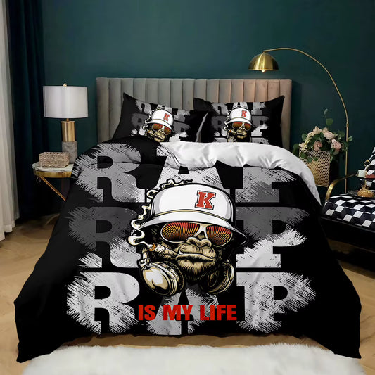 Gorilla hip hop rap quilt cover set