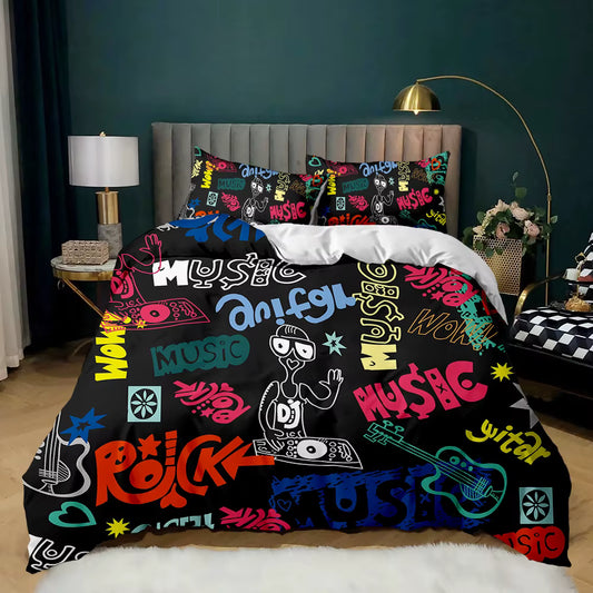 Graffiti music and DJ graphic doona cover set