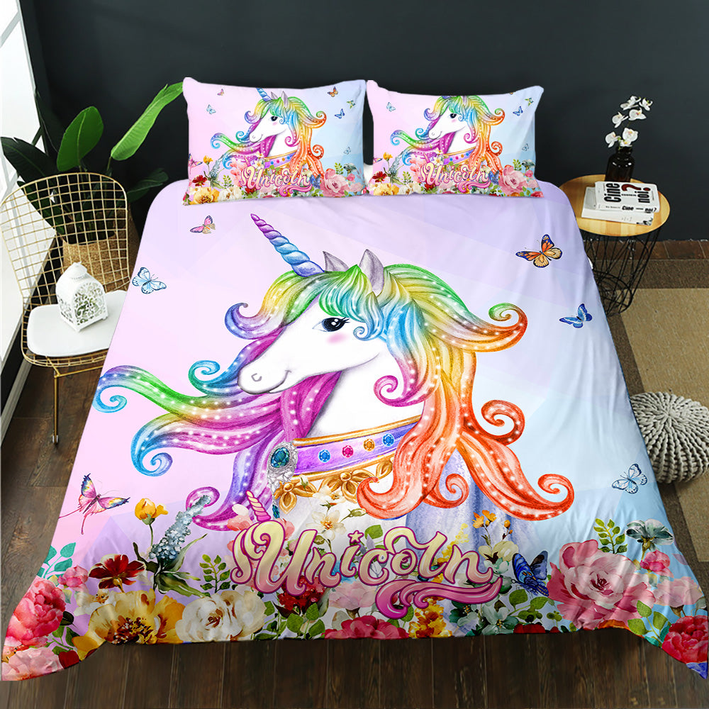 KidsMagicalUnicornFloralGardenDoonaCoverSet - Doonara