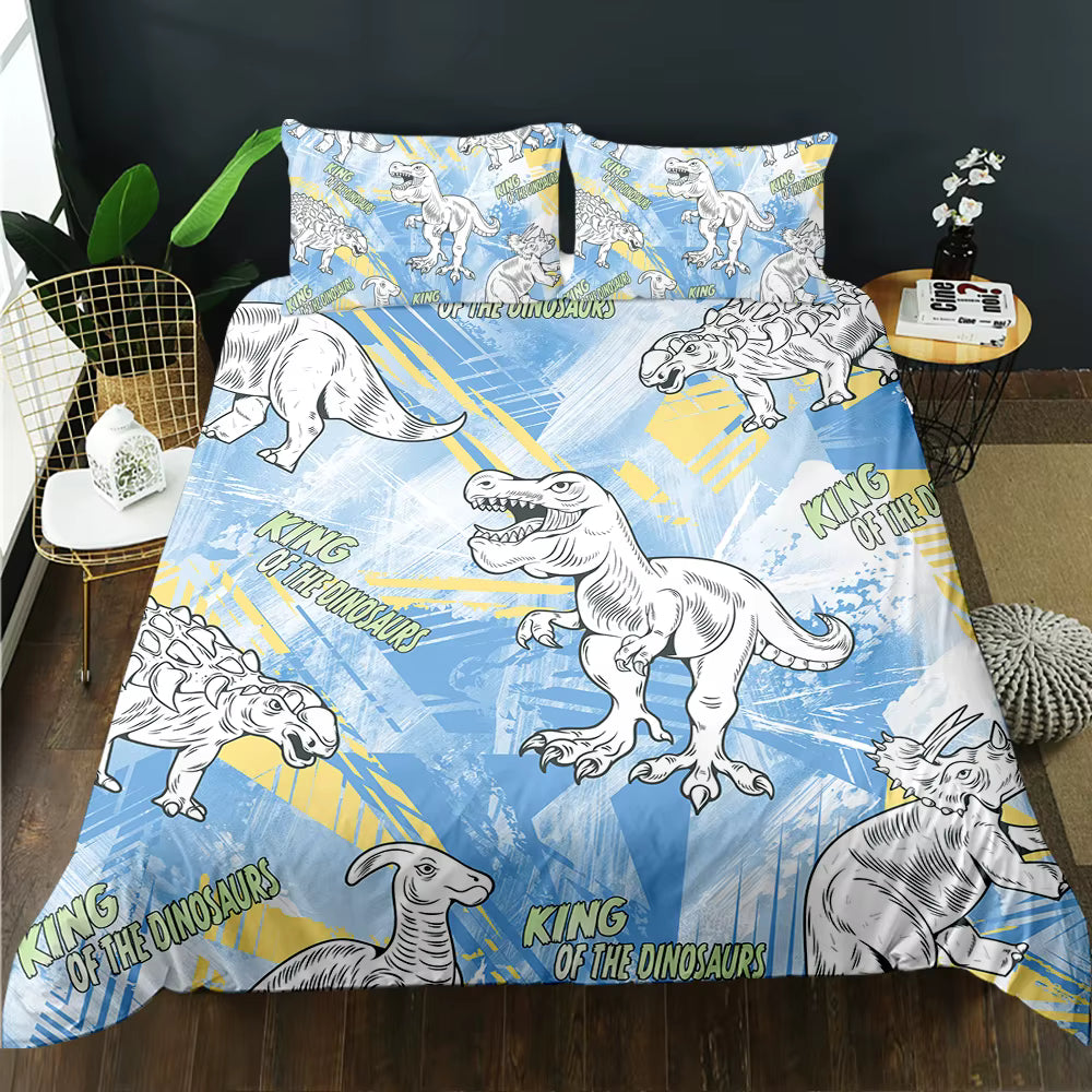 KingoftheDinosaursBlueSketchQuiltCoverSet - Doonara