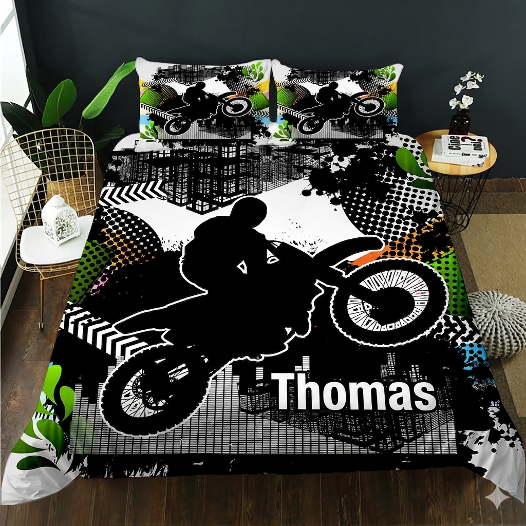 Motocross Personalised Bedding Cover Set