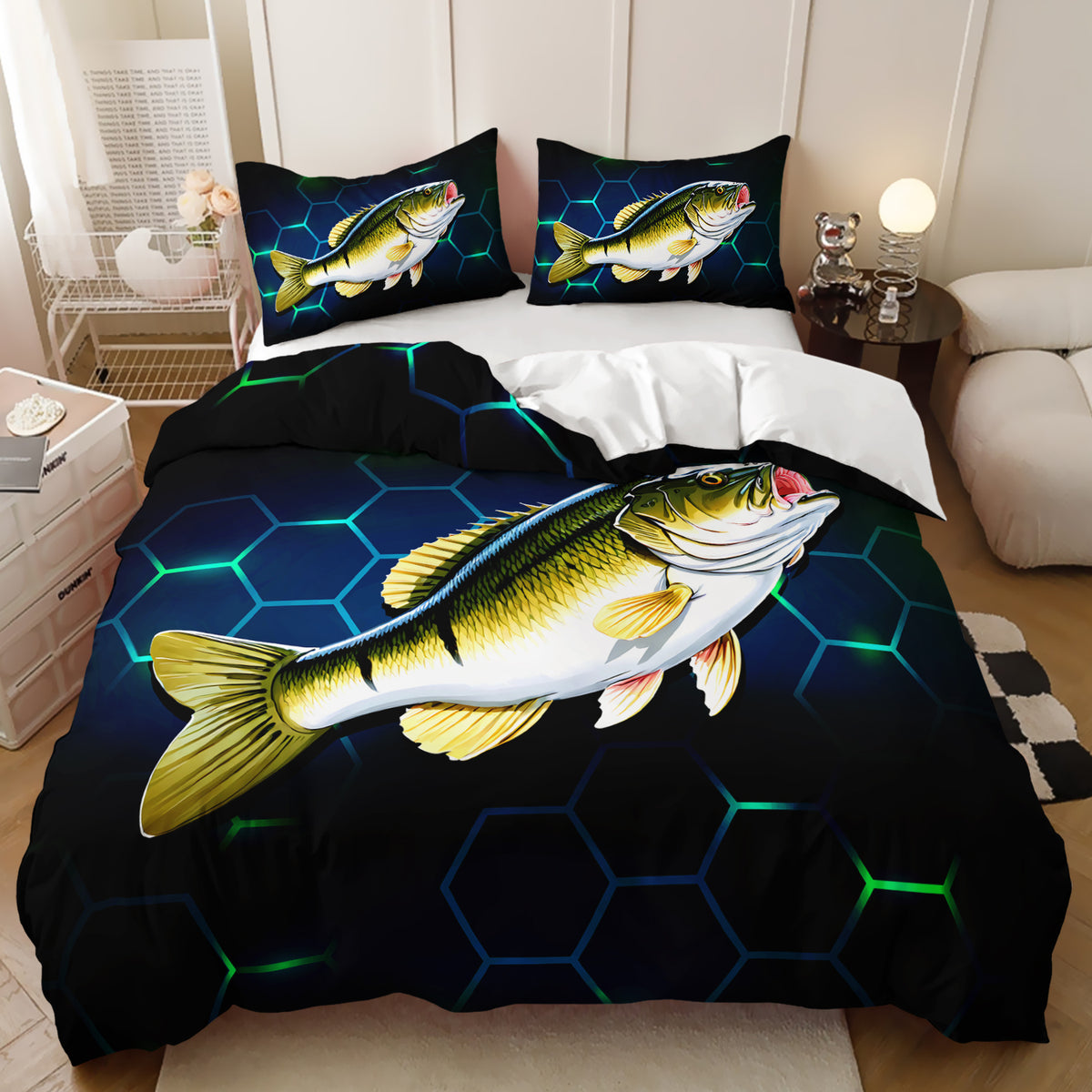 Neon Hexagon Bass Quilt Cover Set - Doonara