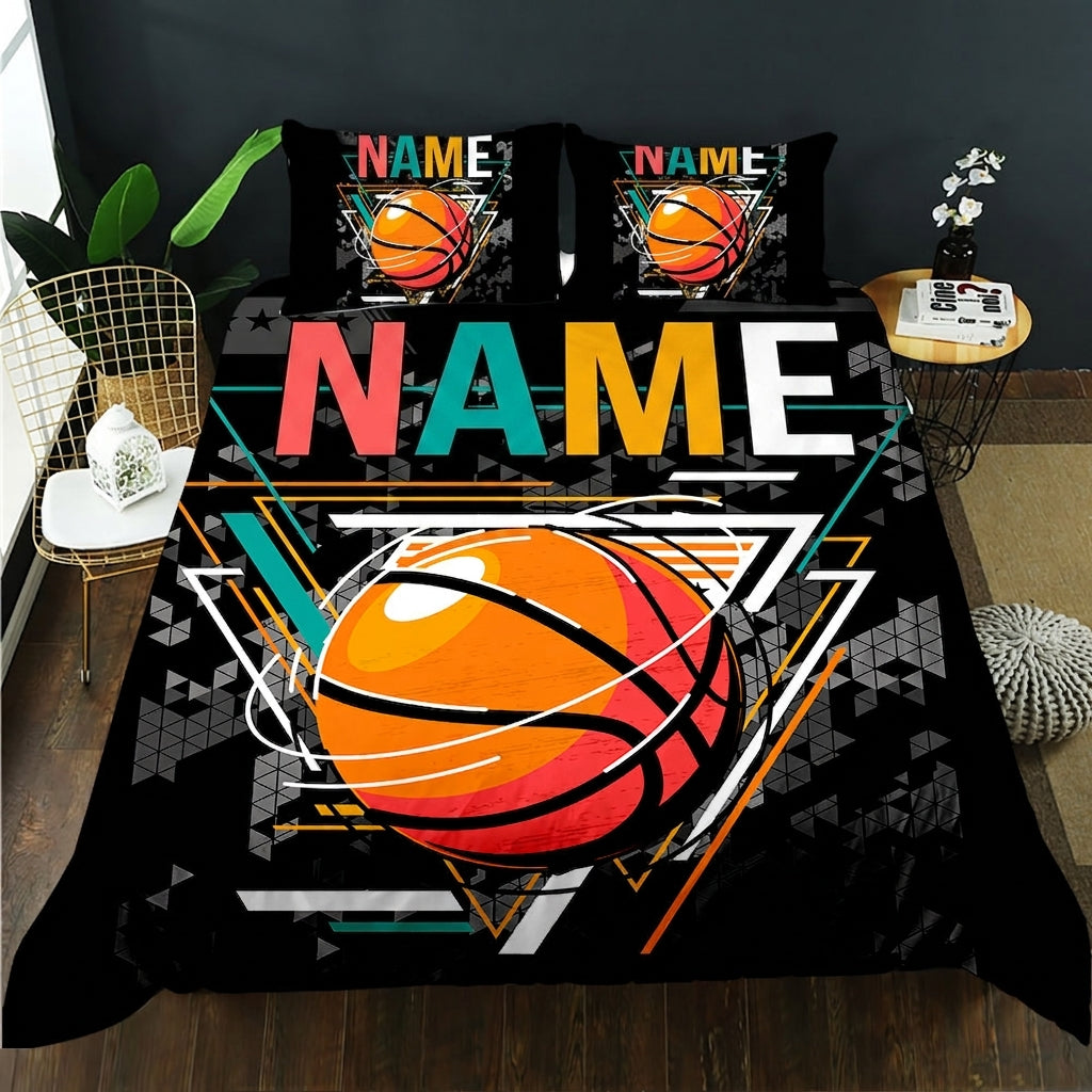 Personalised retro basketball quilt cover set
