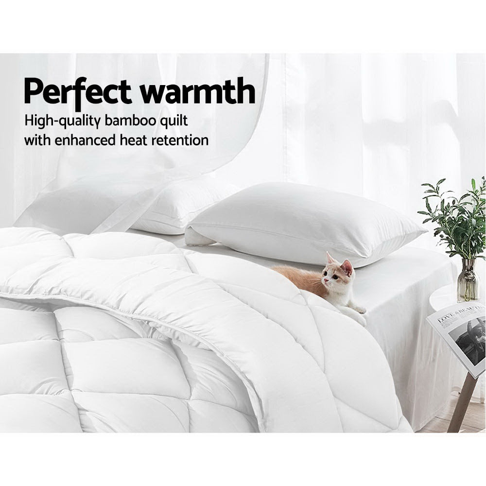 White 700GSM bamboo microfibre winter quilt in King size