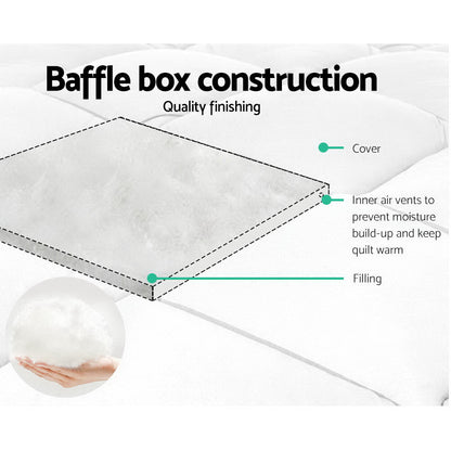 White 700GSM bamboo microfibre winter quilt in Queen size