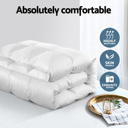 White 700GSM duck feather and down quilt in King size