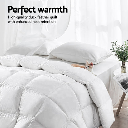 White 700GSM duck feather and down quilt in King size