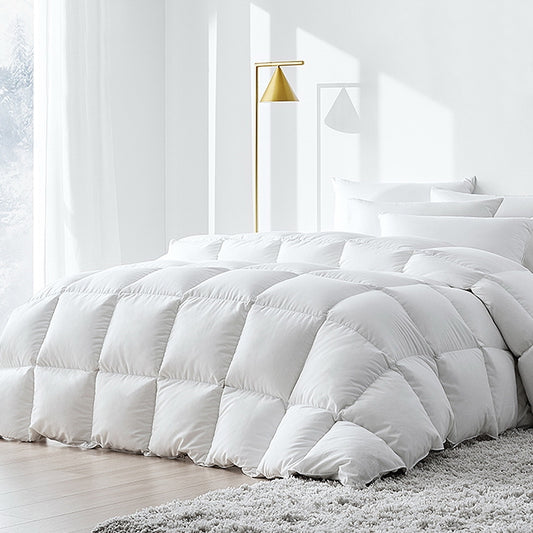 White 500GSM duck feather and down quilt in King size