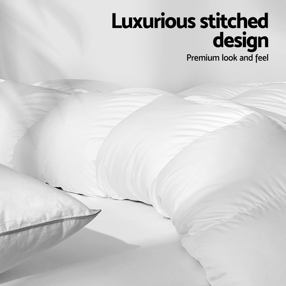 White 800GSM goose down feather quilt in Queen size