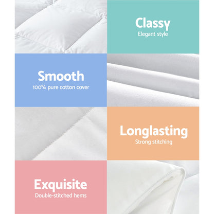 White 800GSM goose down feather quilt in Queen size