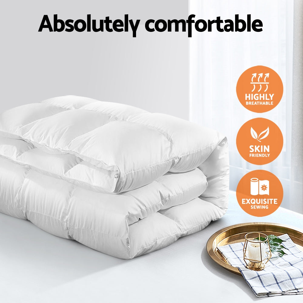 White 500GSM goose down feather quilt in Queen size