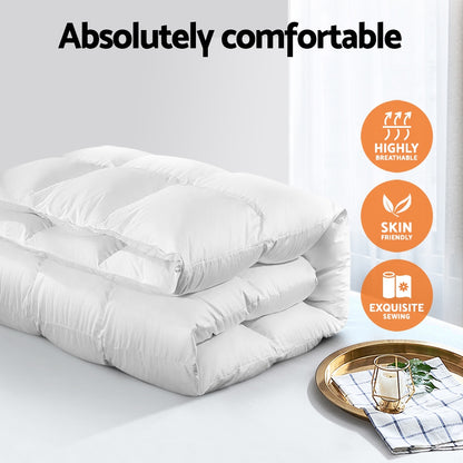 White 500GSM goose down feather quilt in Queen size