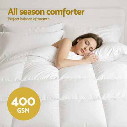 White 400GSM all season microfibre quilt in Double size