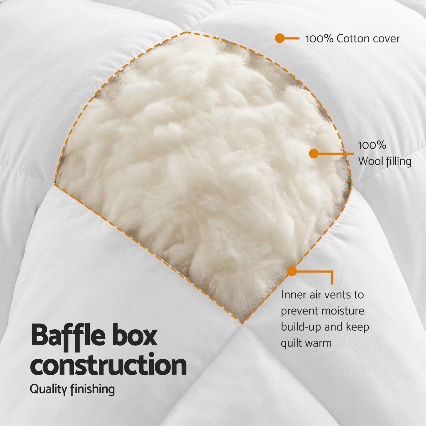 White 500GSM wool winter quilt in Double size