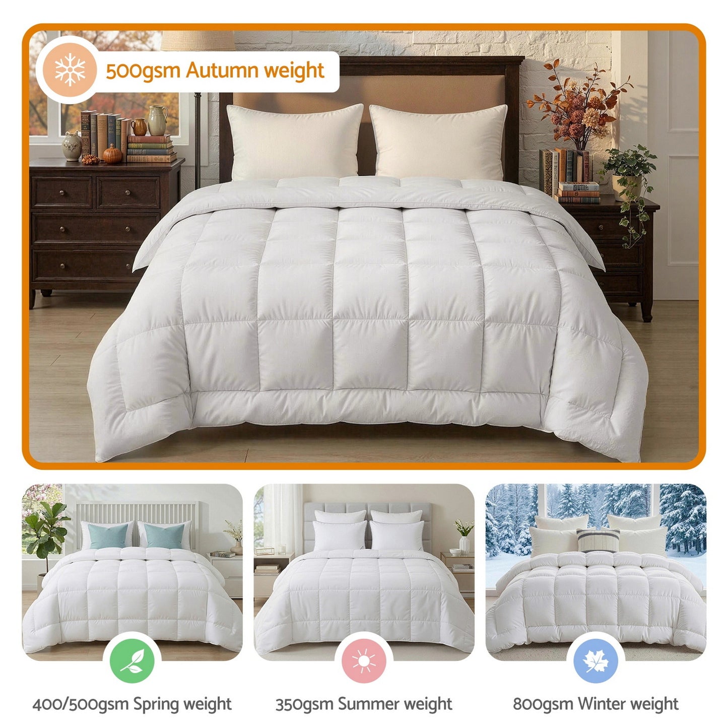 White 500GSM wool winter quilt in Double size