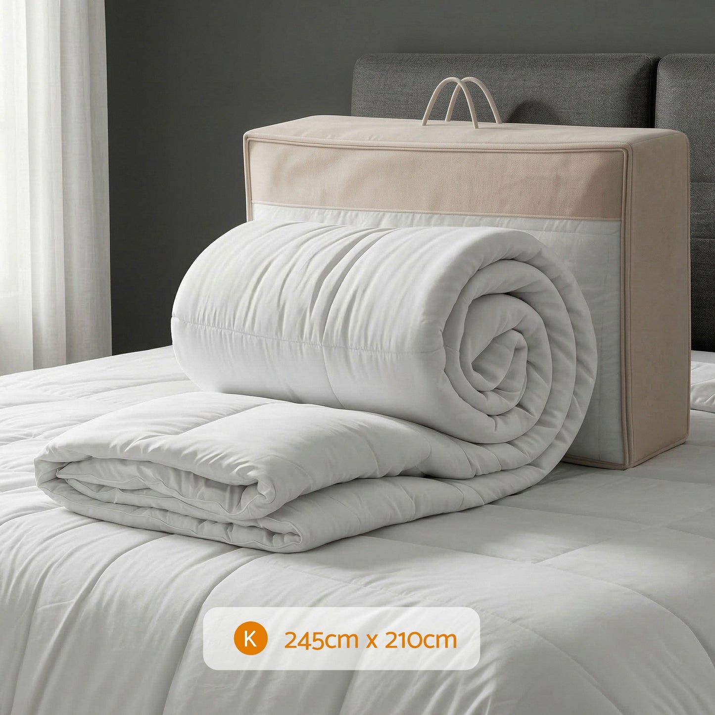 White 500GSM wool winter quilt with cotton cover in King size
