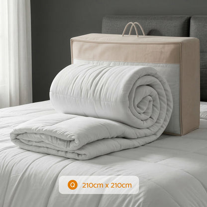 White 500GSM wool winter quilt with cotton cover in Queen size