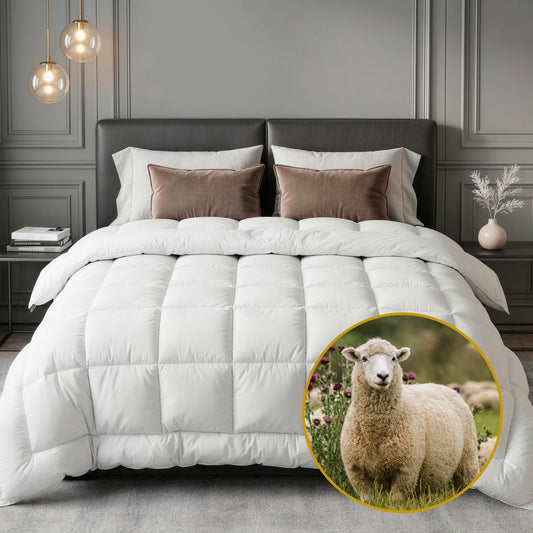 White 800GSM wool winter quilt in Double size