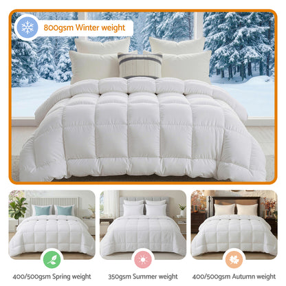 White 800GSM wool winter quilt in Double size