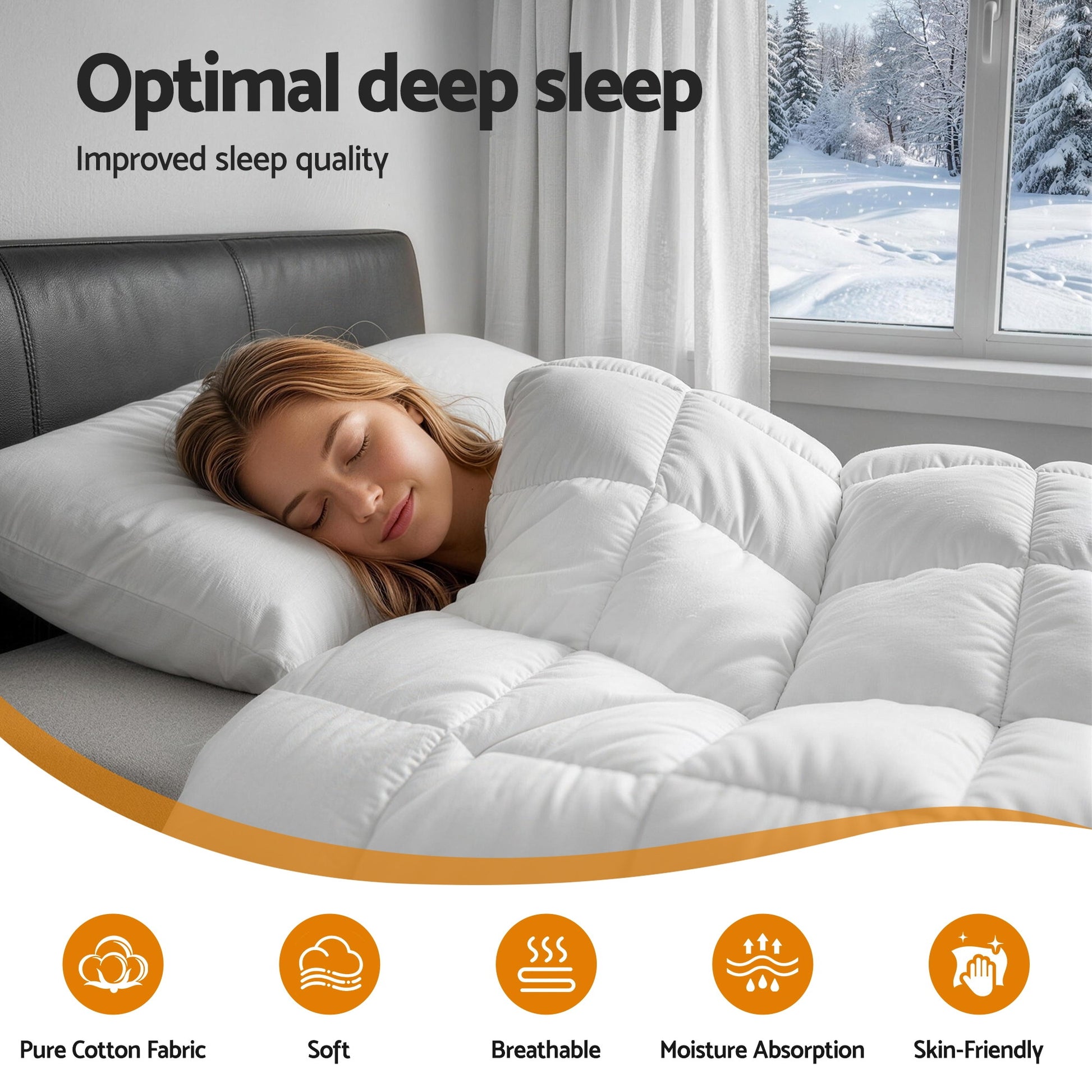 White 800GSM wool winter quilt in Double size