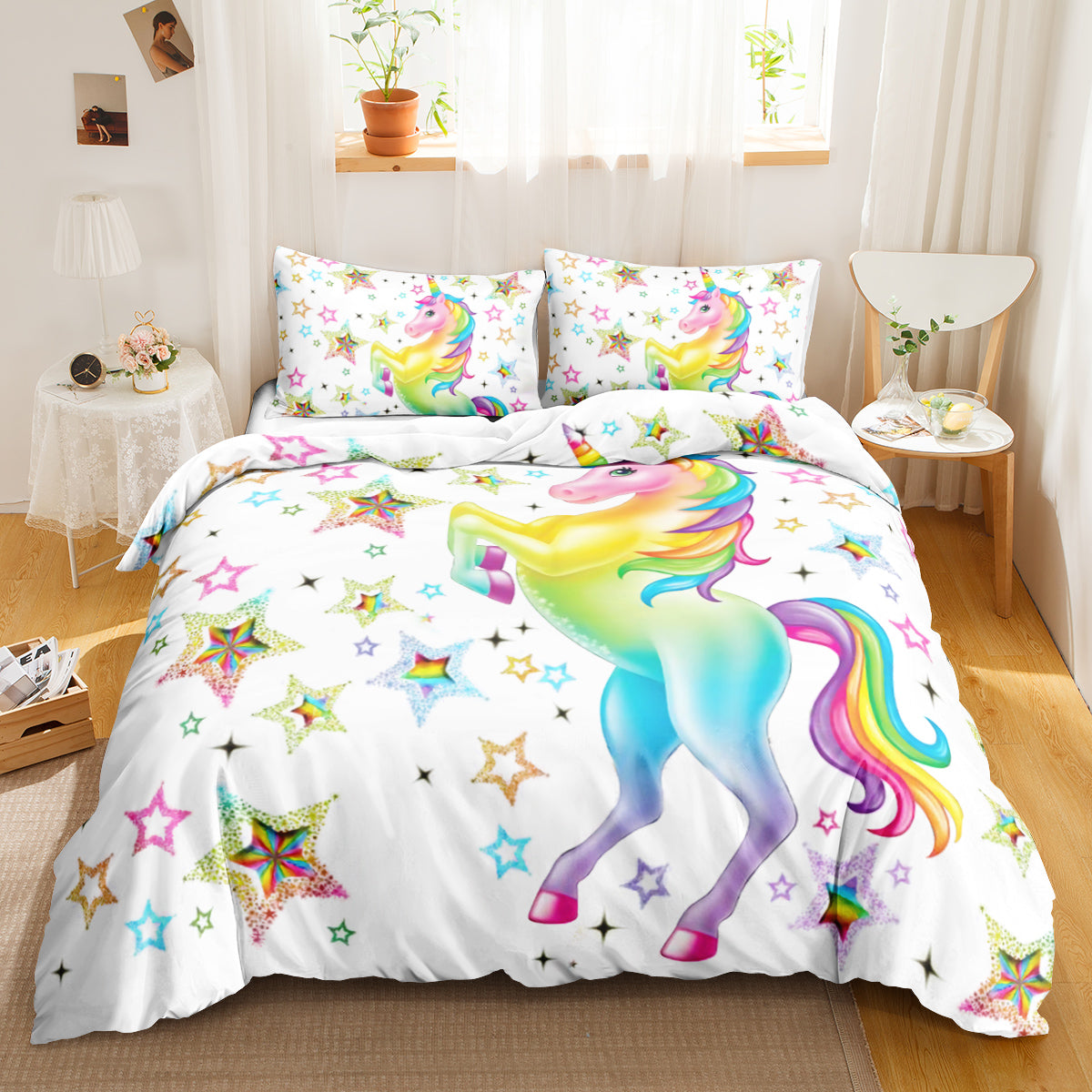 Rainbow Unicorn Quilt Cover Set | Colourful Kids Bedding