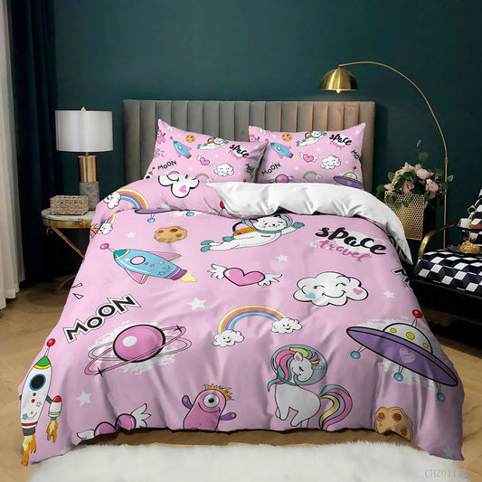 Space Unicorn Quilt Cover Set