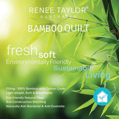 White 400GSM natural bamboo all season quilt in Double size