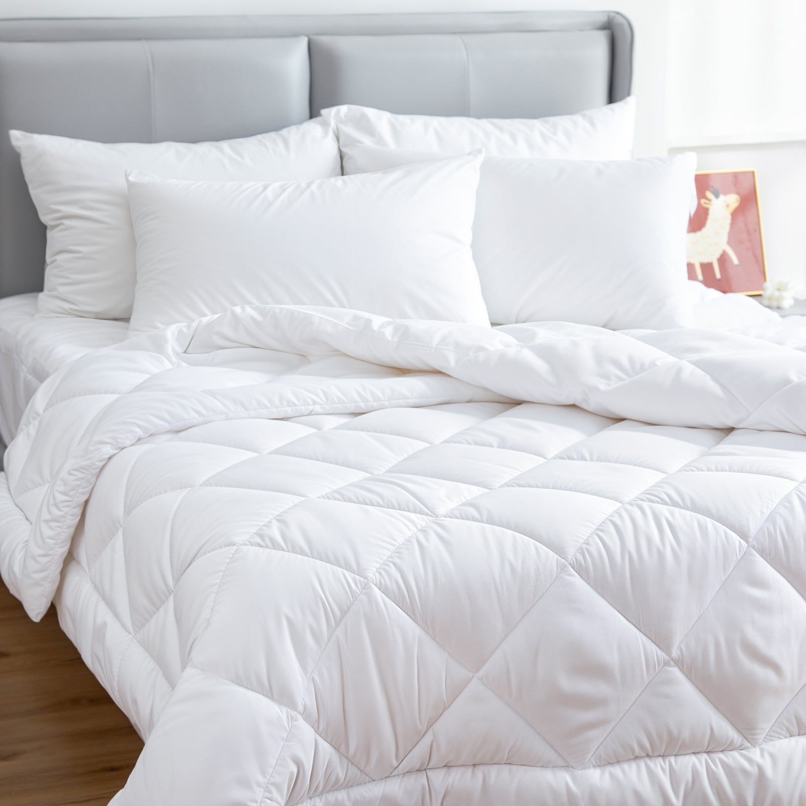 White microfibre bamboo blend all season quilt in Queen size