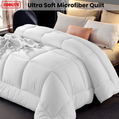 White 800GSM bamboo microfibre all season quilt in King size