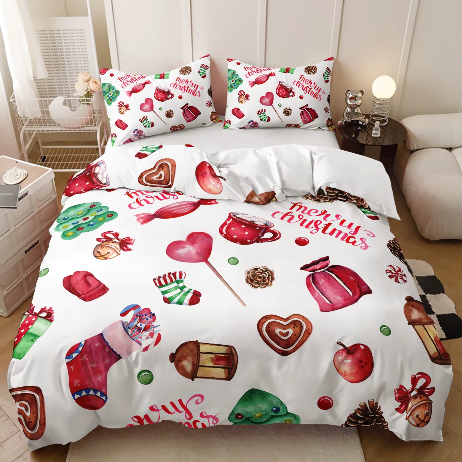 Watercolor_Christmas_Treats_Doona_Cover_Set_-_Festive_Holiday_Bedding - Doonara